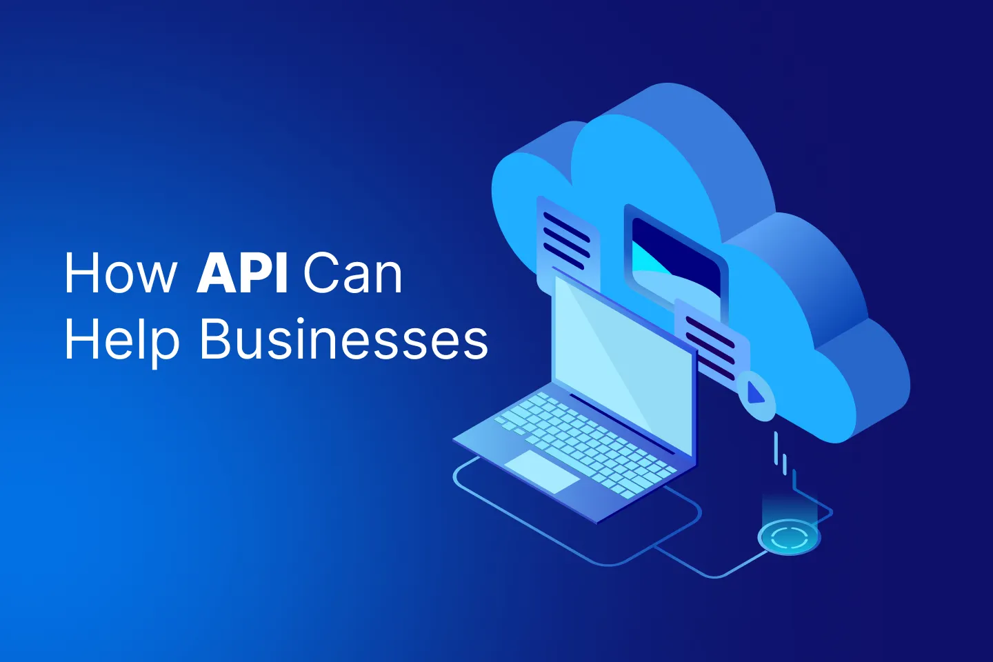 Cloud computing and laptop representing API in business, showcasing digital connectivity and automation for enterprises.